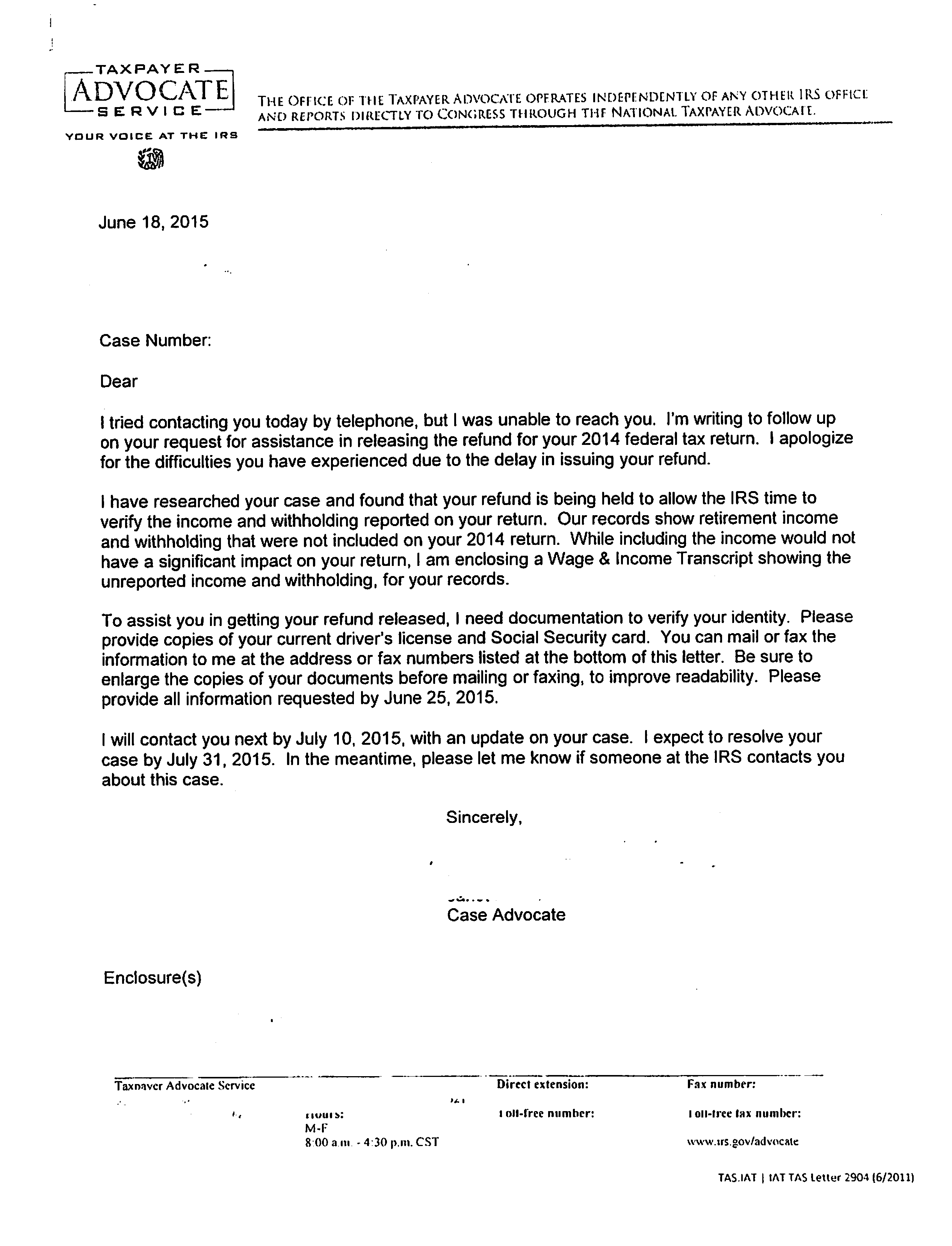 IRS Letter 26 - Request for Information  H&R Block