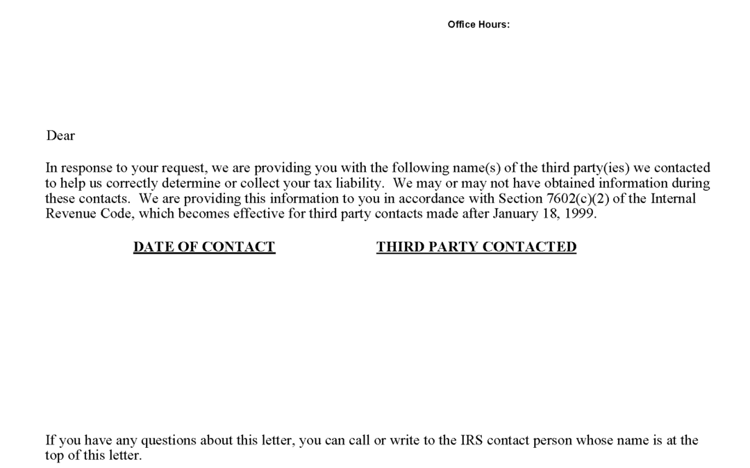 IRS Letter 3173 Third Party Contacts H&R Block