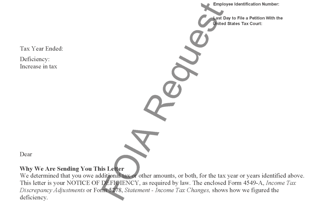 IRS Letter 531 Notice of Deficiency H&R Block