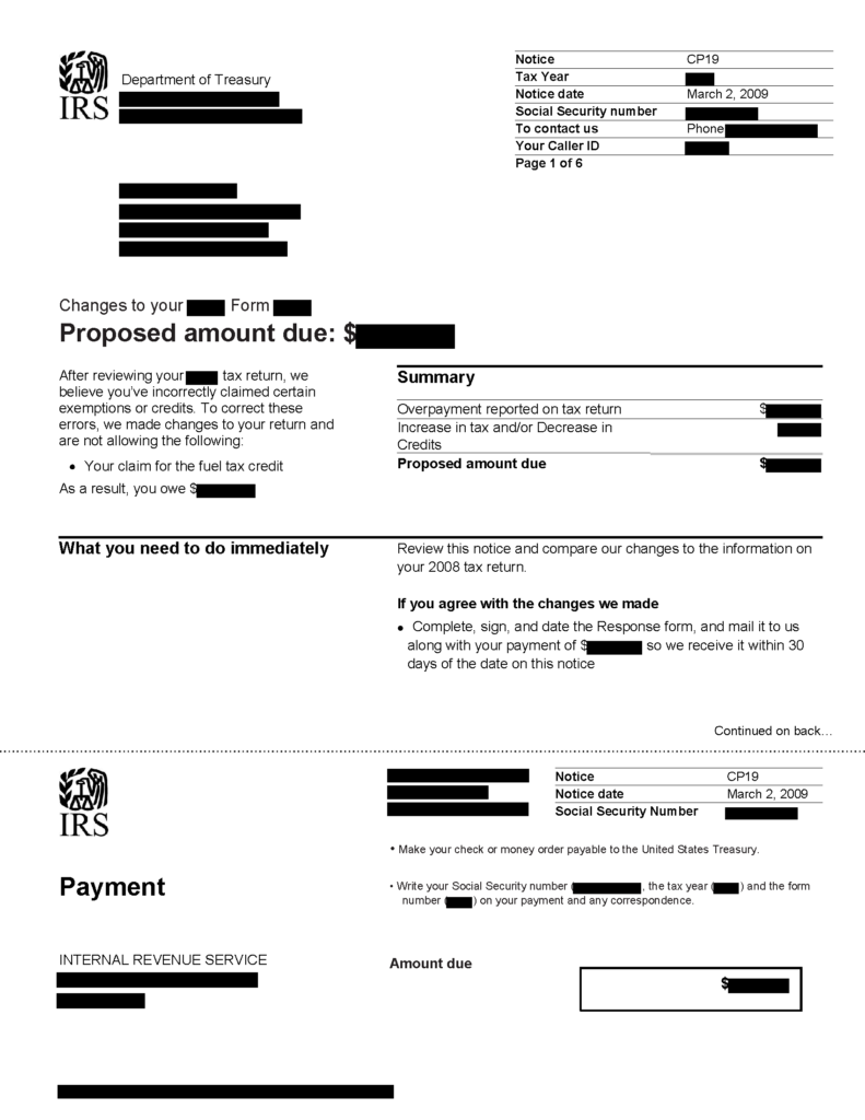 IRS Notice CP19 Item Not Allowed Balance Due H R Block IRS Notice CP19 Item Not Allowed Balance Due H R Block