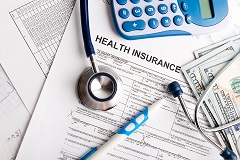 Health insurance form and calculating health insurance deduction for self-employed with calculator.