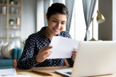 woman completing a simple tax return