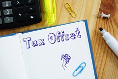 Tax offset written on a notebook